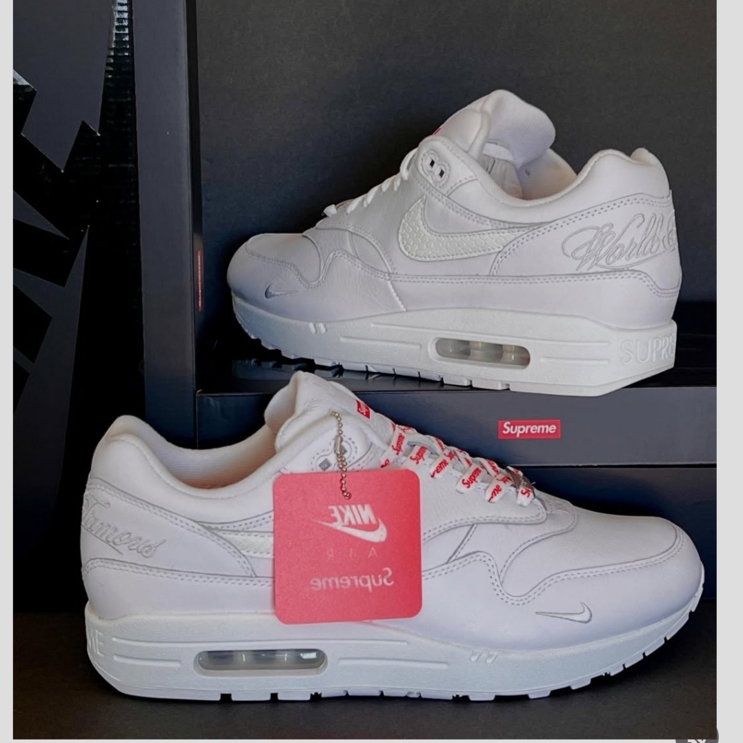 Nike x Supreme Air Max 1 '87 White - 25SS 착용 스타일 - 1