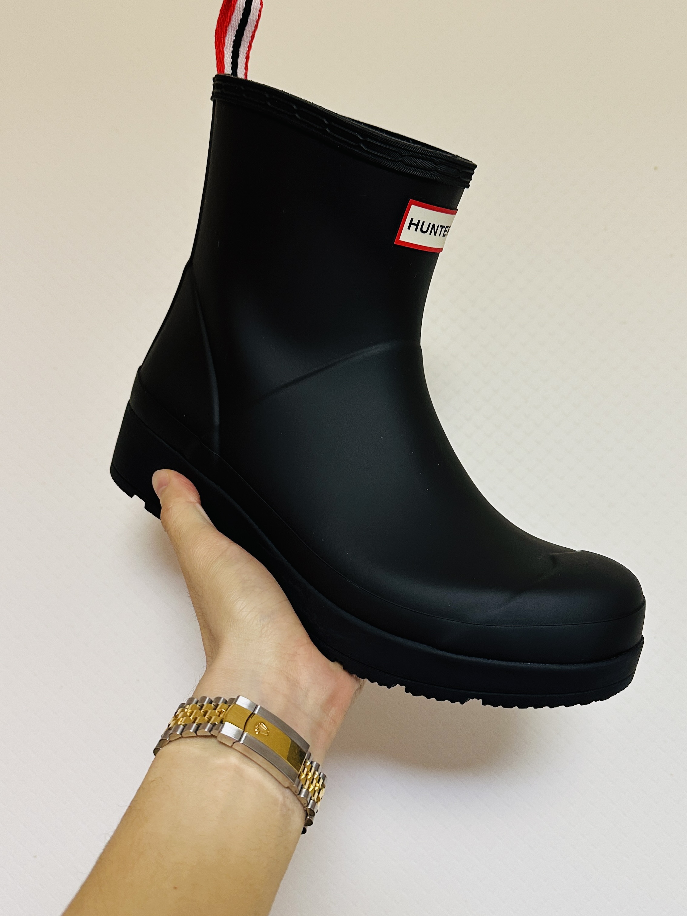 Hunter Play Short Wellington Boots Black 착용 스타일