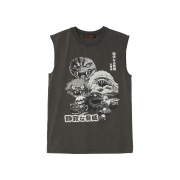 LU'UDAN Sleeveless Tee Washed Black Demon Threat - 25SS