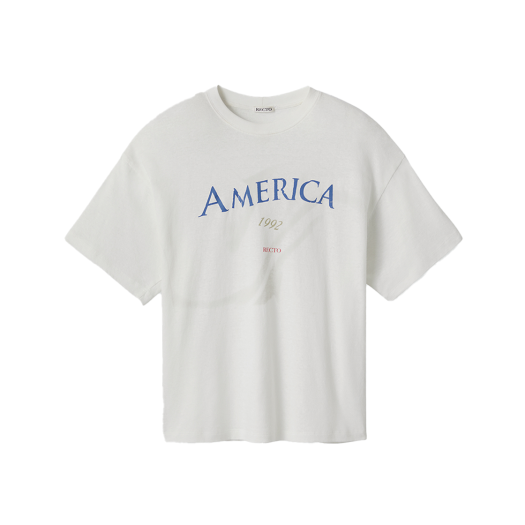 RM25SJTP015OW Recto America 1992 Linen Blend T-Shirt Off White