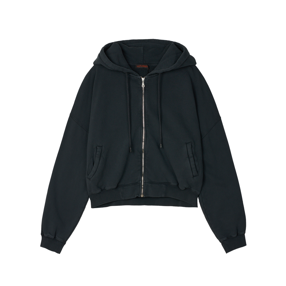 KM5BTSHLU01BK LU'UDAN Washed Zip Hoodie Overdyed Black - 25SS