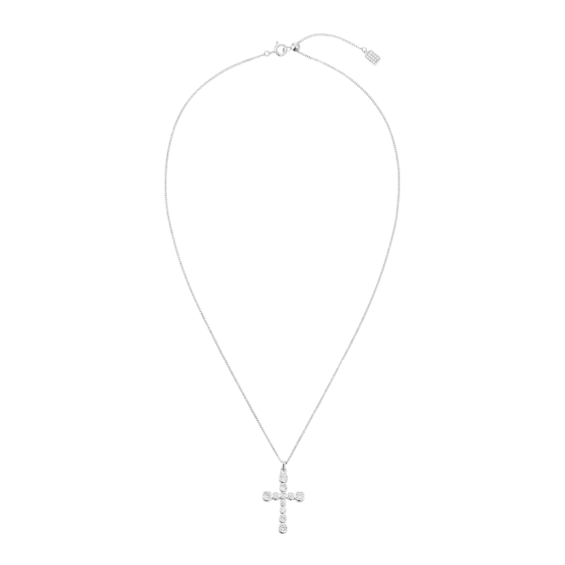 넘버링 #3729 라운드 브릴리언트 그라디언트 크로스 네크리스 화이트(NUMBERING #3729 Round Brilliant Gradient Cross Necklace White)