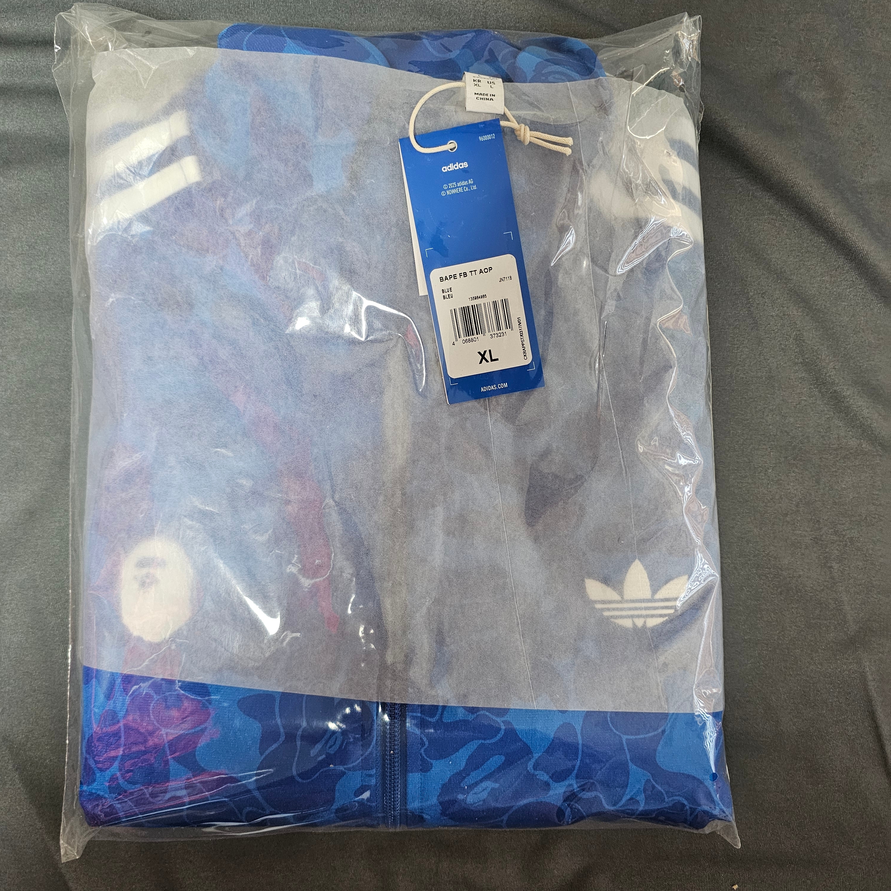 Adidas x BAPE Allover Print Track Top Blue - KR Sizing 착용 스타일