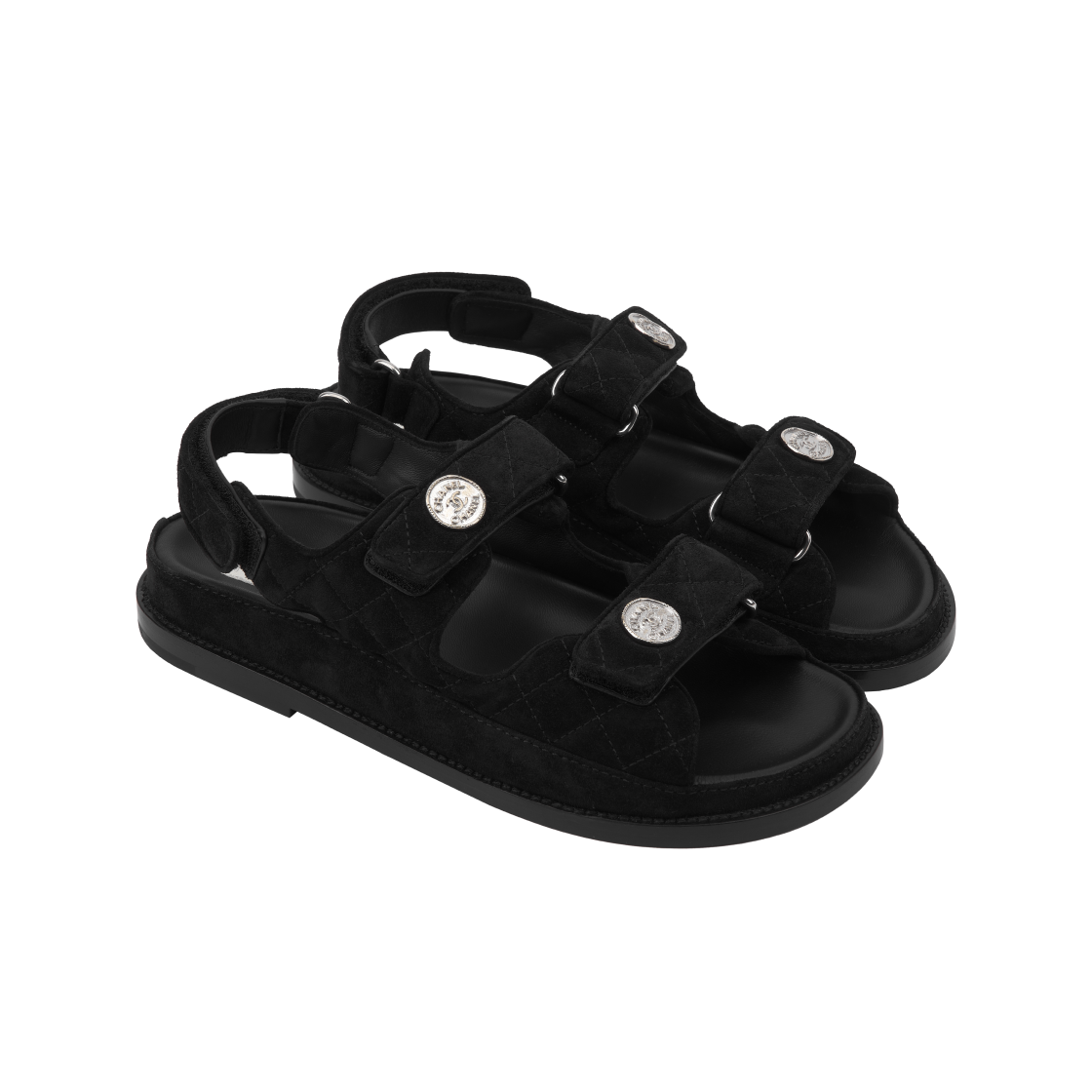 (W) 샤넬 샌들 스웨이드 카프스킨 & 블랙((W) Chanel Sandals Suede Calfskin & Black) - 4