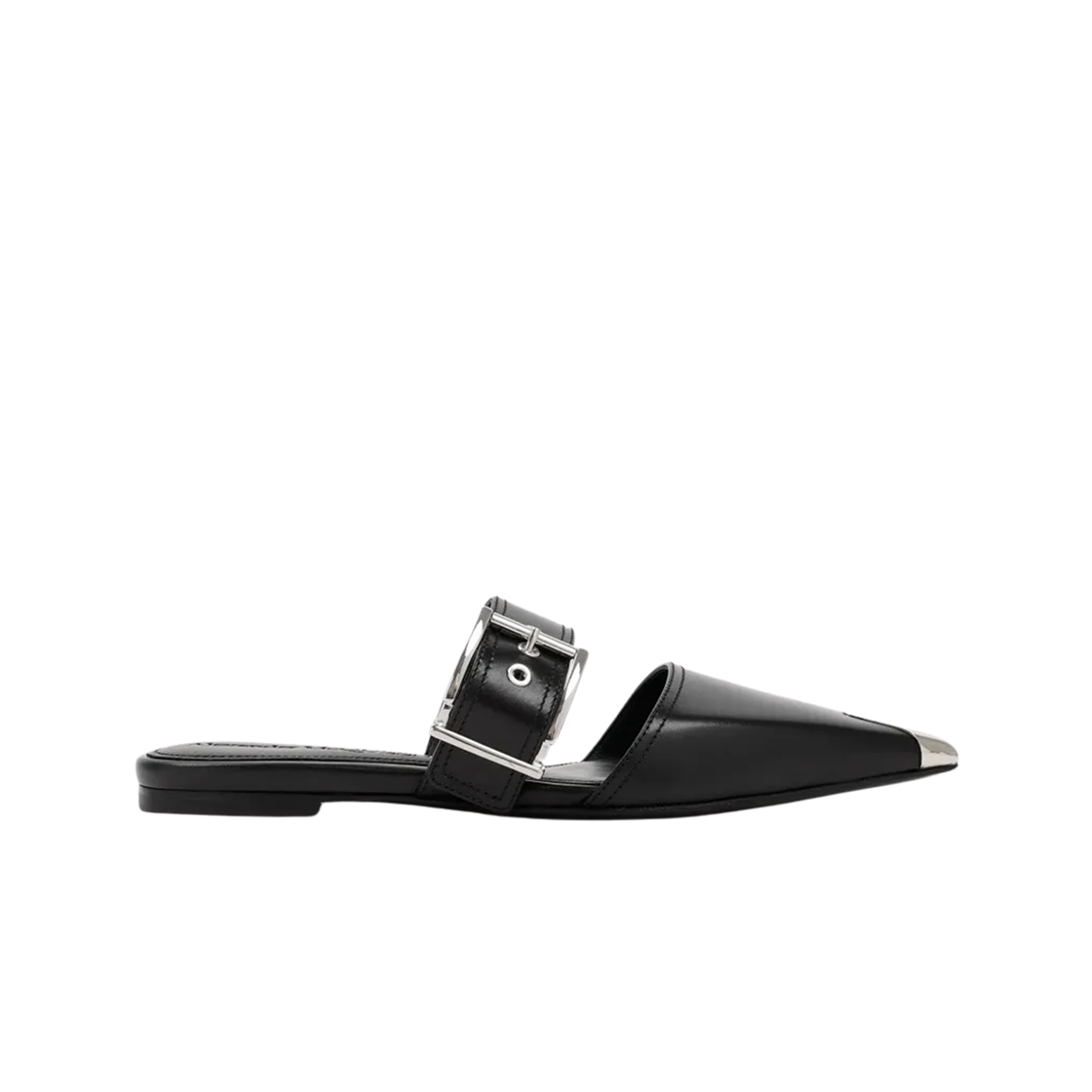 (W) 알렉산더 맥퀸 메탈 토 펑크 뮬 블랙((W) Alexander McQueen Metal Toe Punk Mule Black)