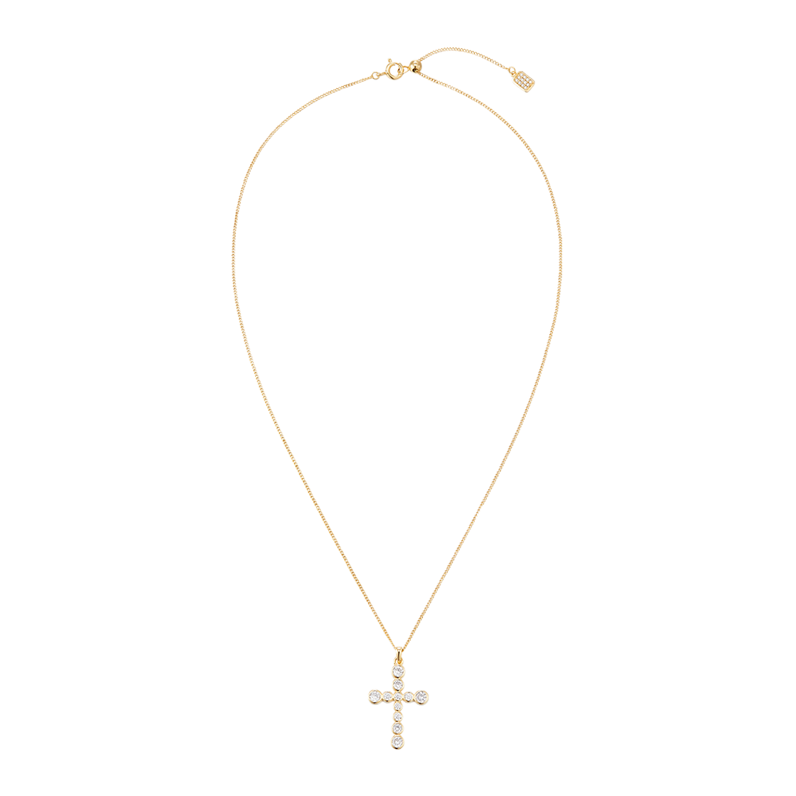 넘버링 #3729 라운드 브릴리언트 그라디언트 크로스 네크리스 골드(NUMBERING #3729 Round Brilliant Gradient Cross Necklace Gold)