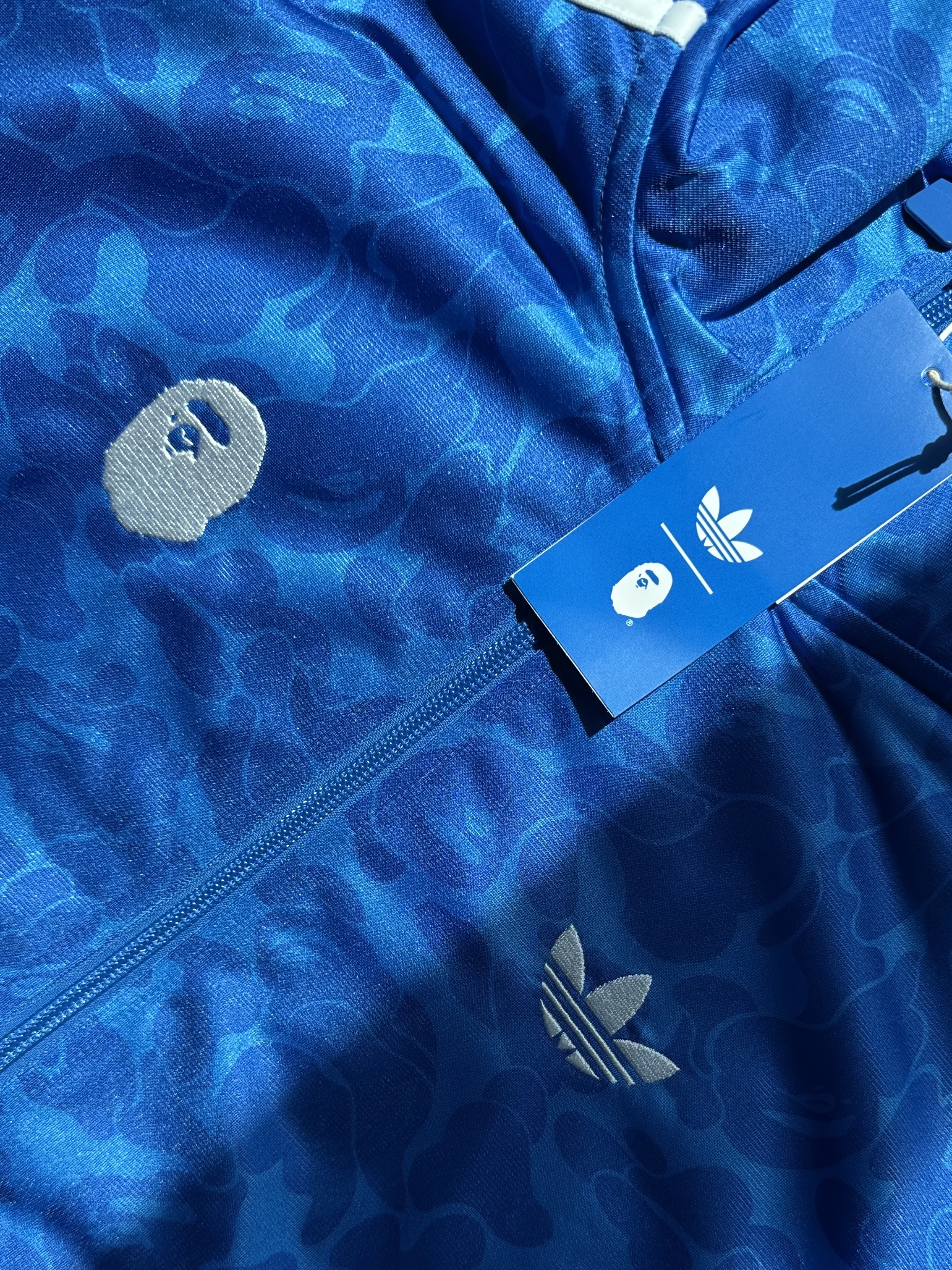 Adidas x BAPE Allover Print Track Top Blue - KR Sizing 착용 스타일 - 1