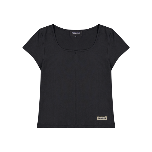 [WOOALONG]25SS★Skin Soft Square Neck T-shirt 우알롱 스킨 소프트 스퀘어 넥 티셔츠 뉴트럴 베이지 | WOOALONG