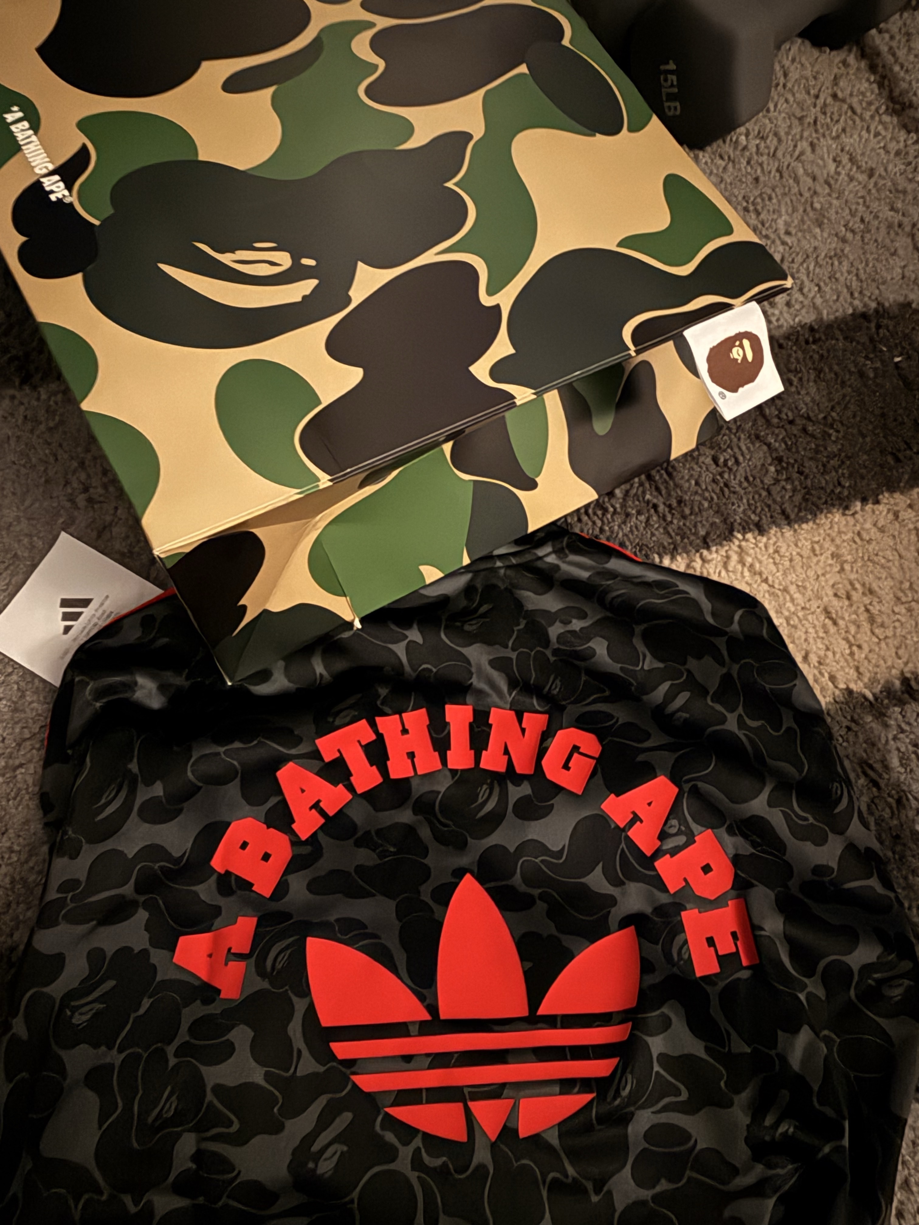 Adidas x BAPE Allover Print Track Top Black - KR Sizing, Adidas x BAPE Allover Print Track Top Black - US Sizing 착용 스타일 - 1