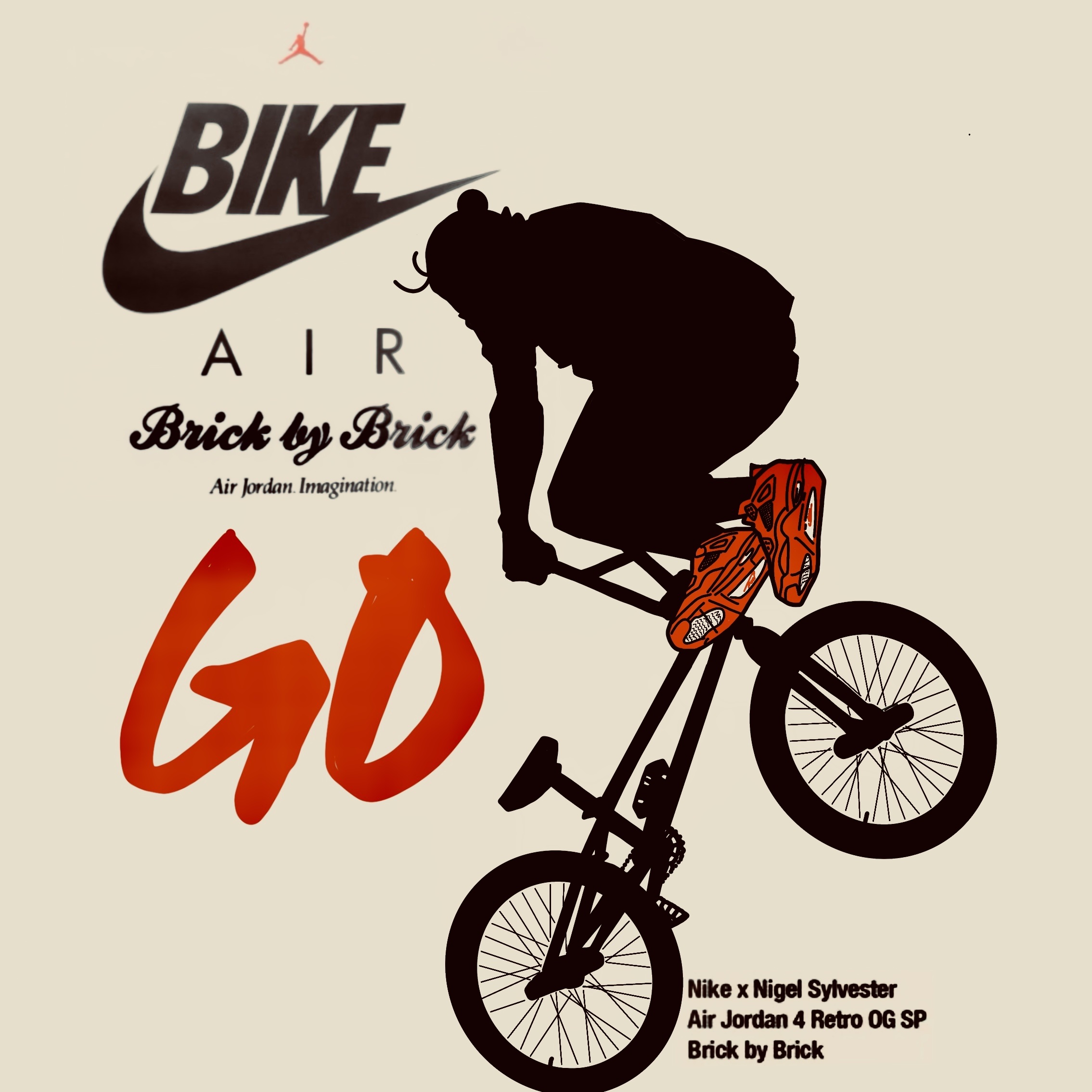 Jordan x Nigel Sylvester T-Shirt White (HQ1736-100), Jordan 4 x Nigel Sylvester Retro OG SP Brick by Brick 착용 스타일 - 3