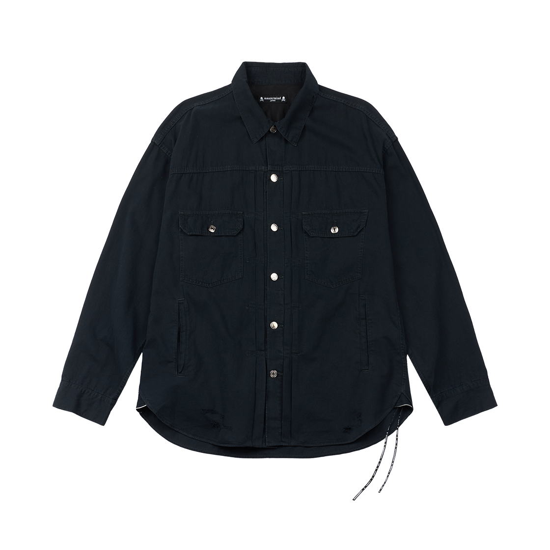 마스터마인드 재팬 디스트레스드 롱슬리브 데님 셔츠 블랙 - 25SS(Mastermind Japan Distressed LS Denim Shirt Black - 25SS)