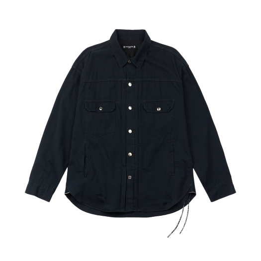 KM5BSHDMN09BK Mastermind Japan Distressed LS Denim Shirt Black - 25SS