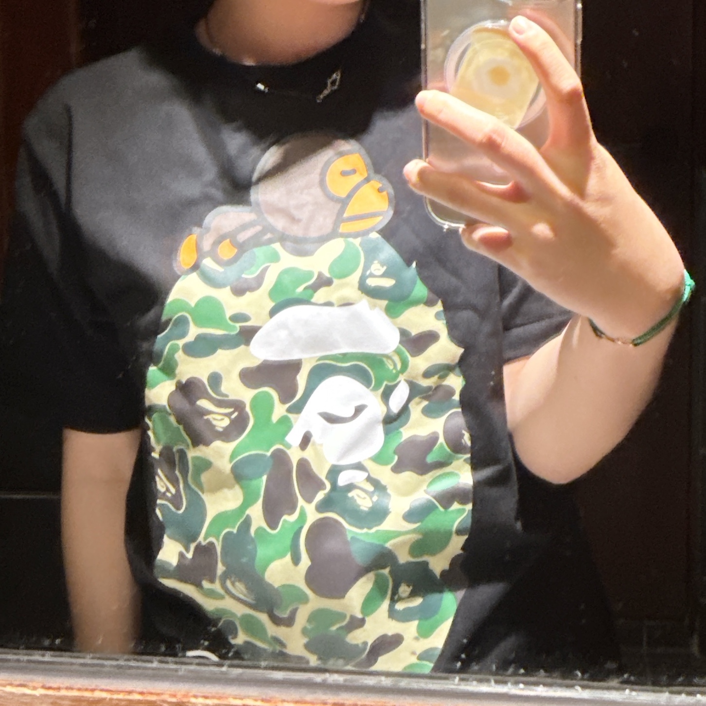 BAPE ABC Camo Milo on Big Ape T-Shirt Black Green 착용 스타일