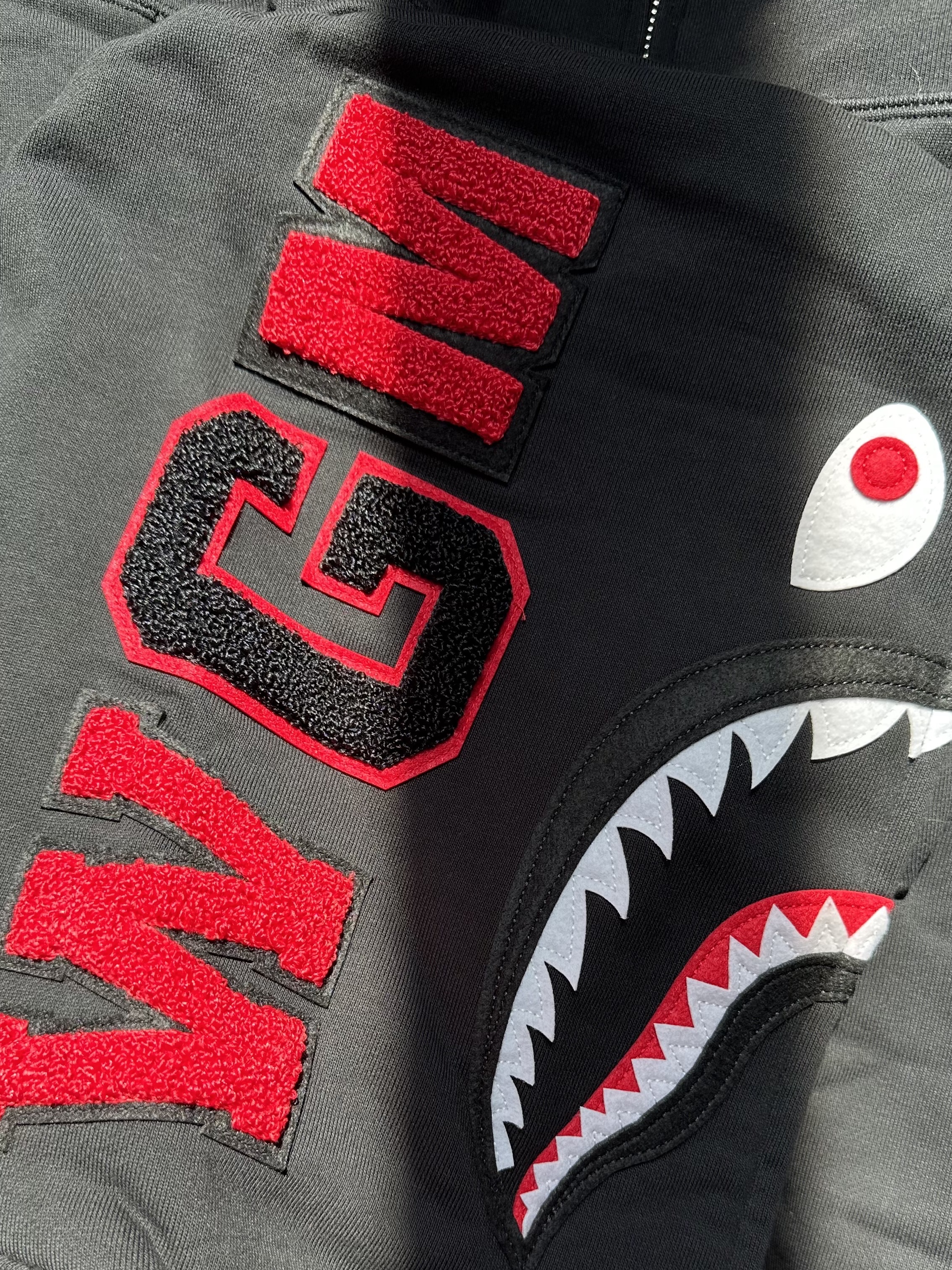Adidas x BAPE Ultimate Shark Hoodie Black - KR Sizing 착용 스타일 - 2