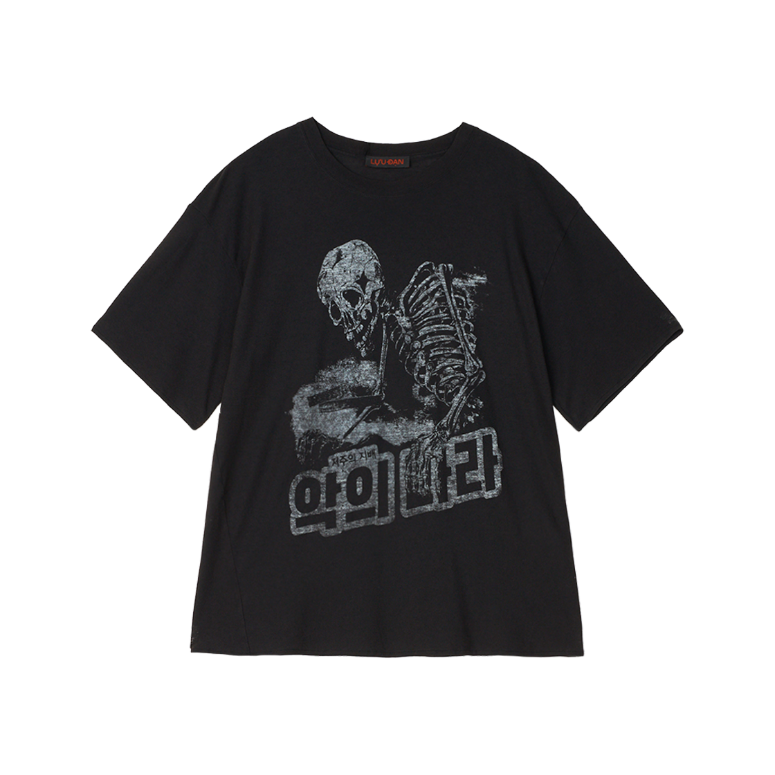 KM5BTSSLU11BK LU'UDAN Thrash Tee Washed Black Reaper Rampage - 25SS