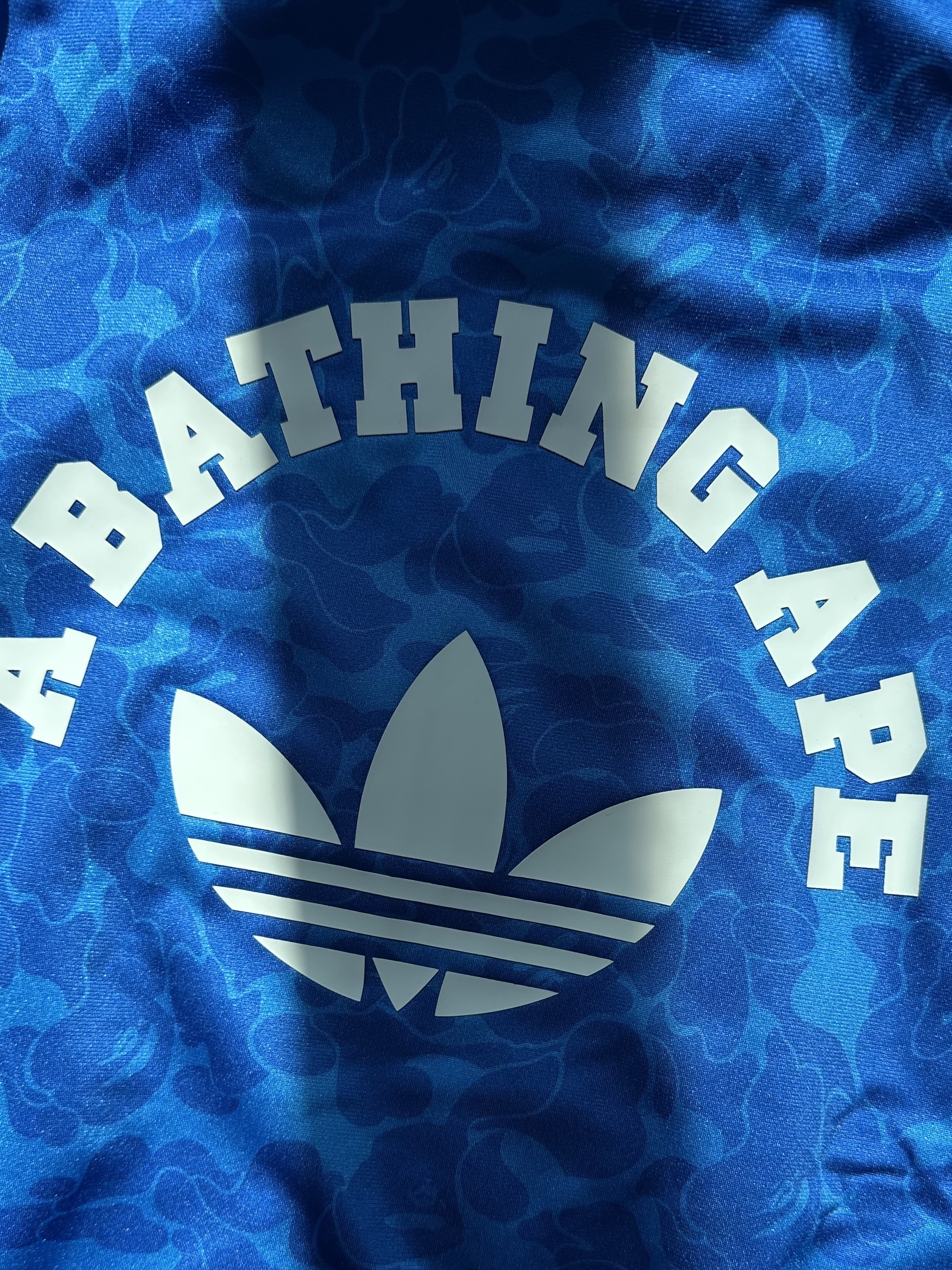 Adidas x BAPE Allover Print Track Top Blue - KR Sizing 착용 스타일 - 2