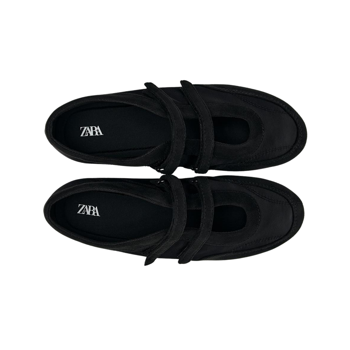 (W) 자라 더블 스트랩 발레리나 플랫 블랙((W) Zara Double Strap Ballerina Flat Black) - 2