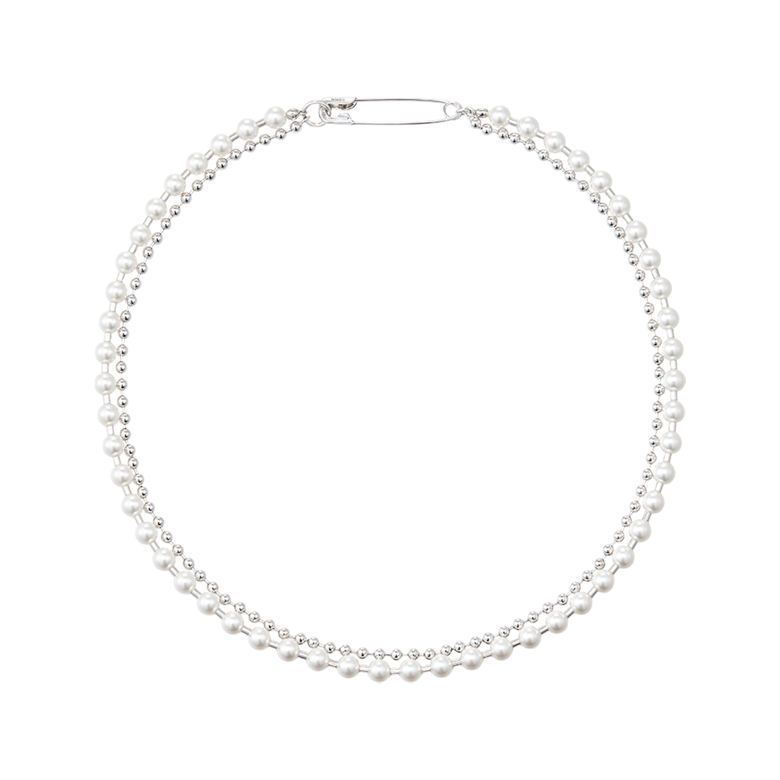 넘버링 #9709 볼 체인 위드 비즈 네크리스 화이트