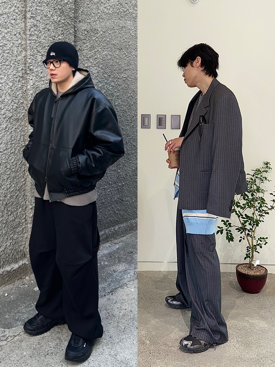 나이키 x 꼼데가르송 옴므 플러스 에어맥스 TL 2.5 블랙, 미즈노 웨이브 라이더 10 블랙 샌드 블랙 샌드 메탈릭 그레이 착용 스타일 - 2
