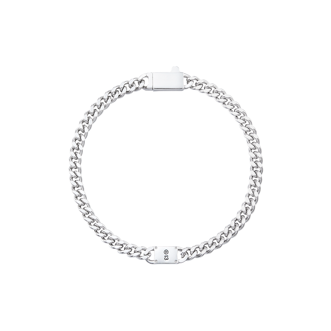 넘버링 #5945 커브 체인 브레이슬릿 위드 A13 로고 실버(NUMBERING #5945 Curb Chain Bracelet with A13 Logo Silver)