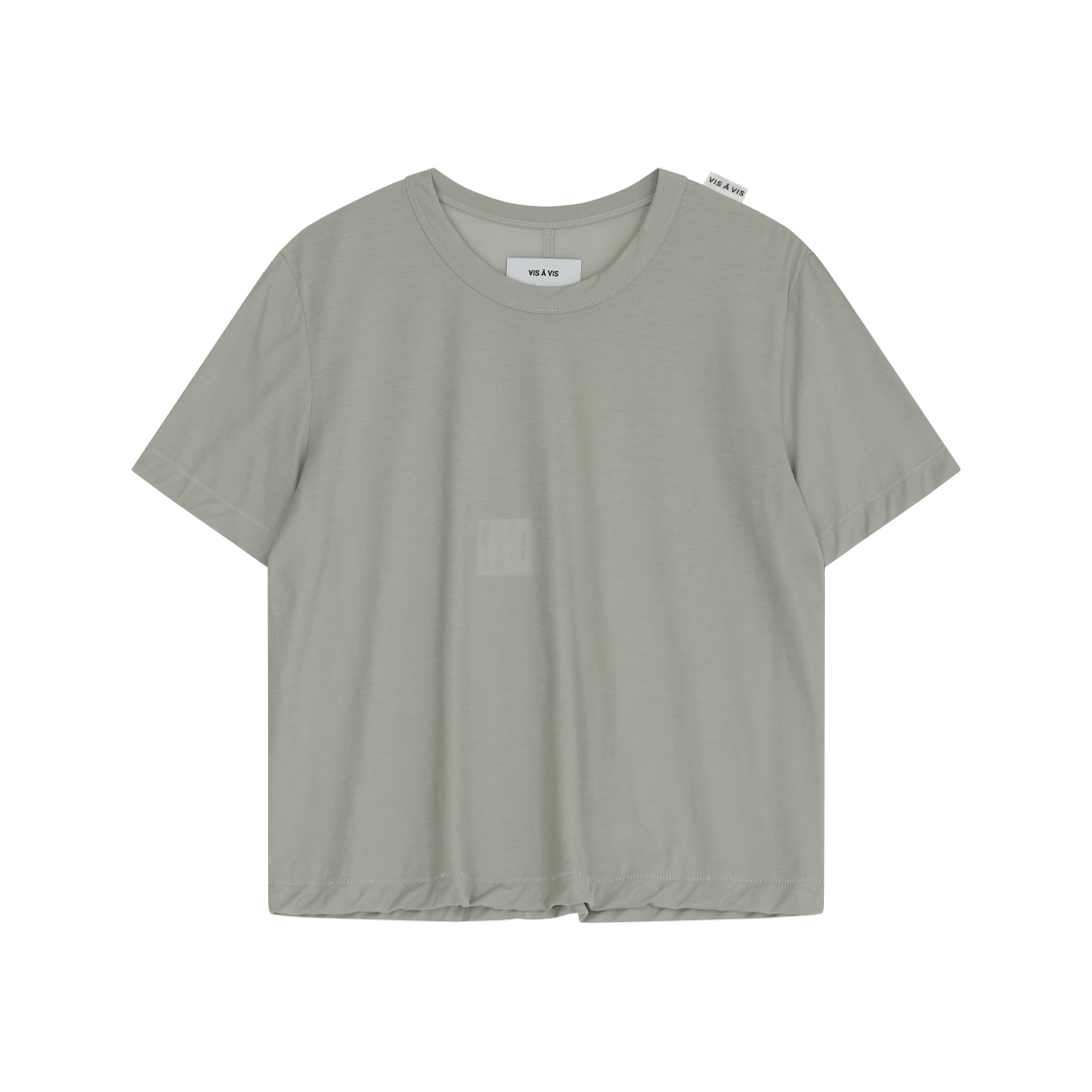 252-2405-31 VIS A VIS Cotton Half Sleeved Center Back Seam Tee Shirt Light Gray