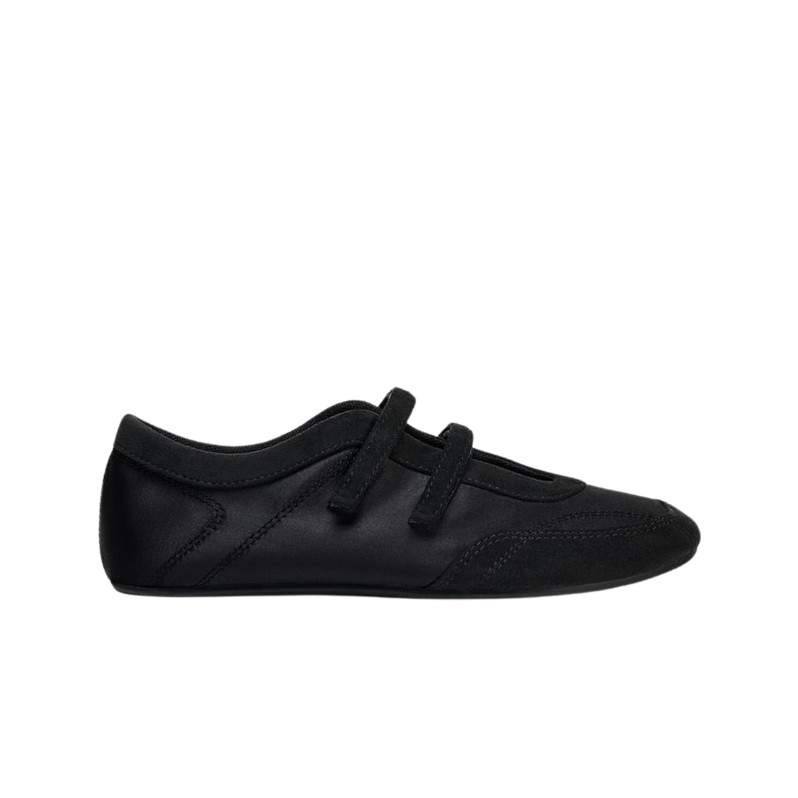 (W) 자라 더블 스트랩 발레리나 플랫 블랙((W) Zara Double Strap Ballerina Flat Black) - 1