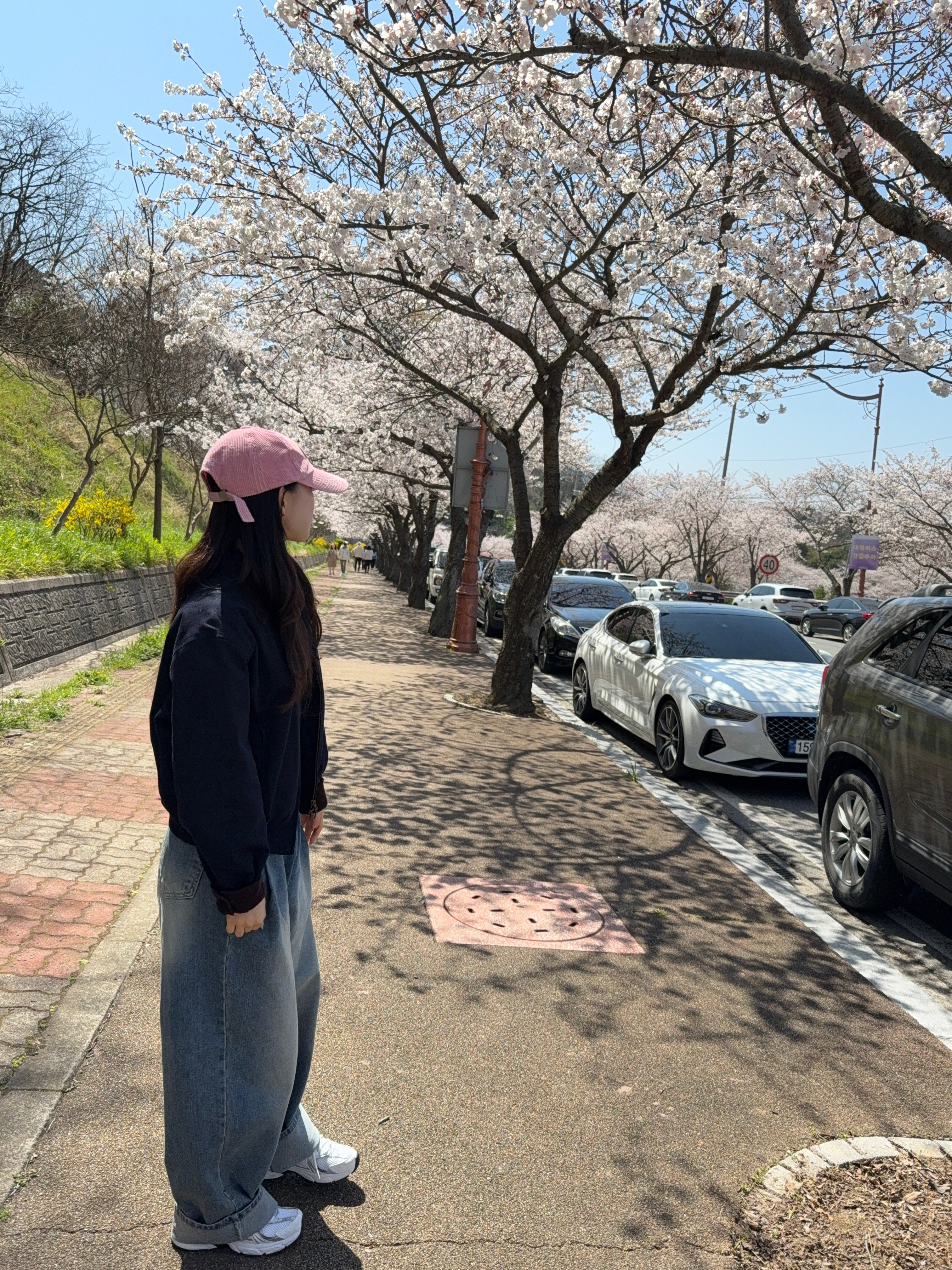 Emis Corduroy Wappen Ball Cap Pink, New Balance 530 White Silver 착용 스타일 - 1