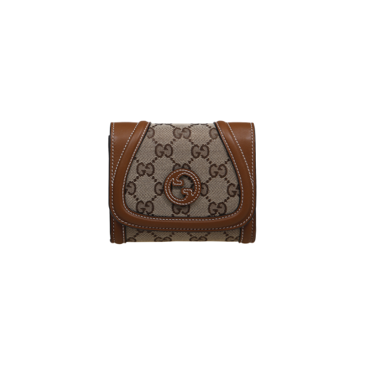Gucci GG Supreme Canvas Leather Wallet Beige Dark Brown