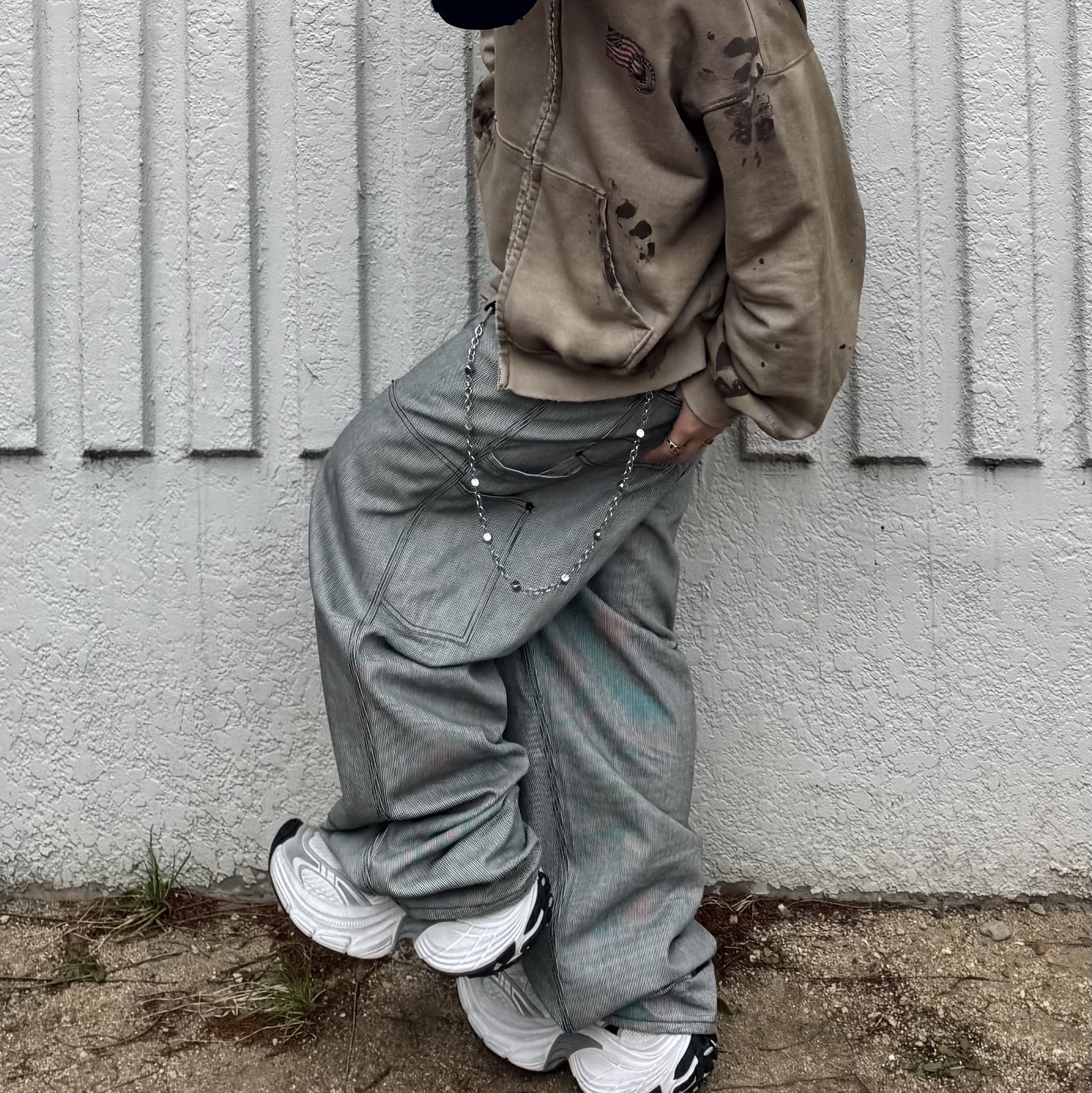 Undermycar Stripe Engineers Double Knee Work Pants Black Stripe - 24FW, Balenciaga 10XL Sneakers White Grey Silver Black 착용 스타일 - 4