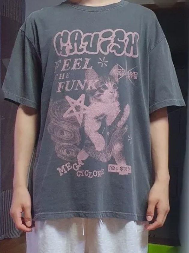 CAVISH Mega Cyclone Pigment SS Tee Charcoal 착용 스타일