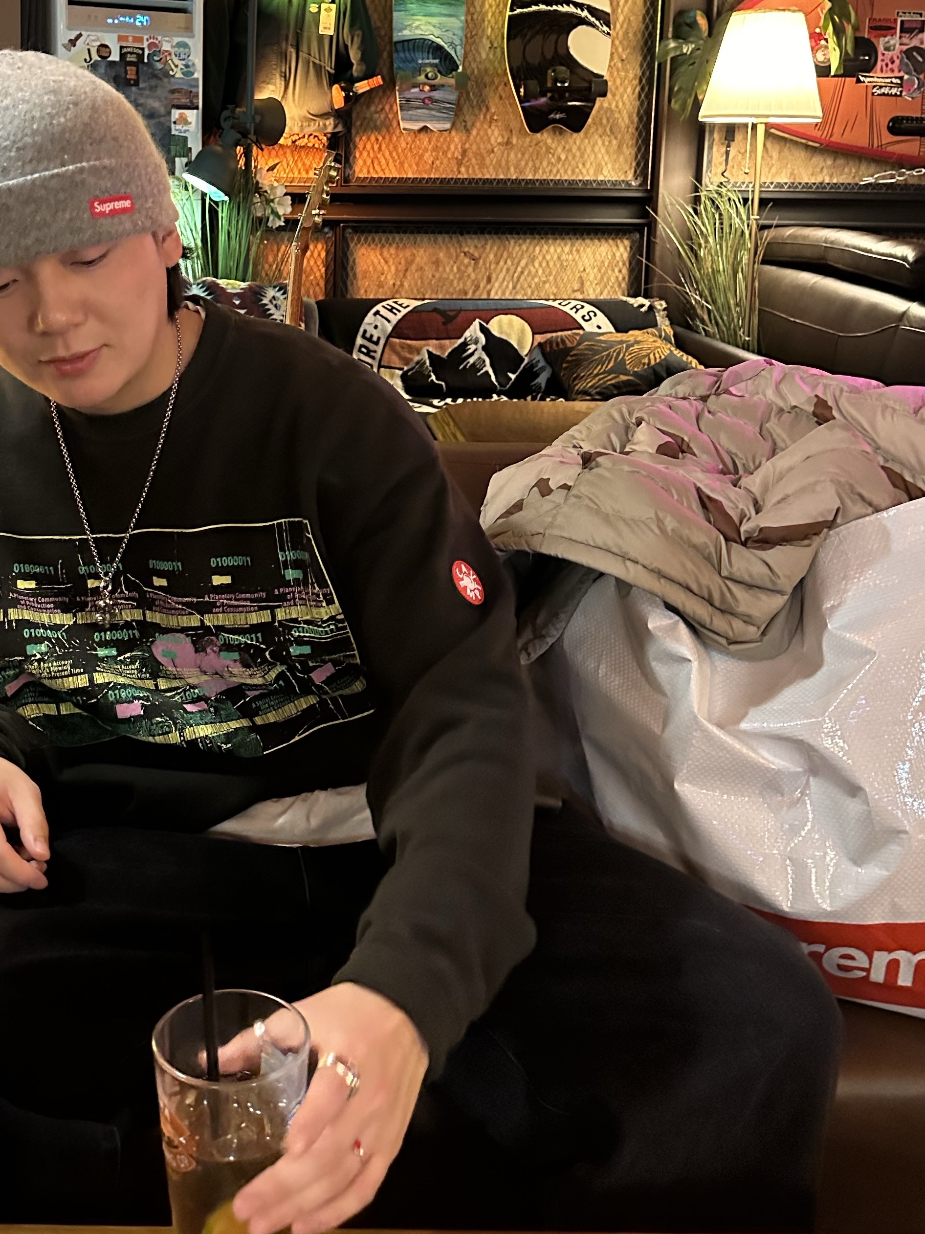 Supreme Mohair Beanie Heather Grey - 24FW 착용 스타일