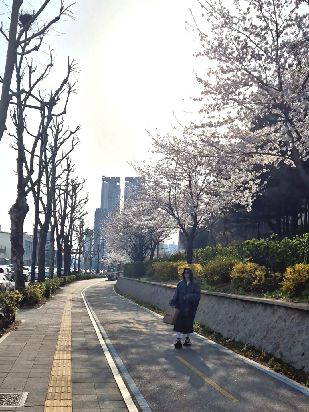 발렌시아가 카고 스니커즈 화이트 그레이 착용 스타일 - 3