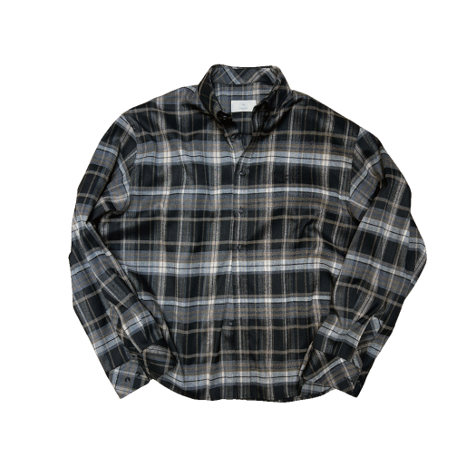 UMCM107BB Undermycar Mu.107 Anti Fxxking Logo Play Basic Long Sleeve Check Shirts Black Brown