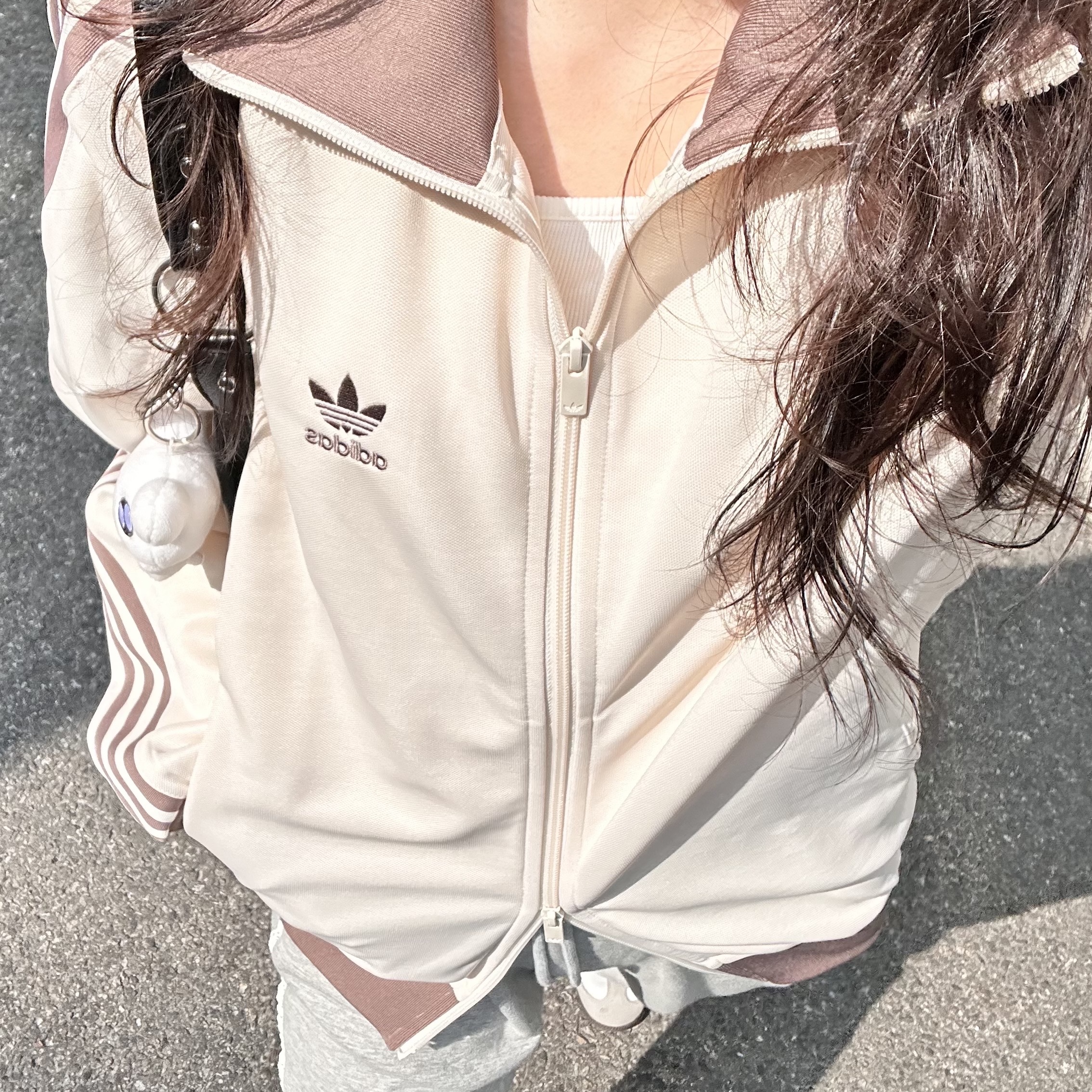 Adidas Adicolor Classic Beckenbauer Track Top Wonder White Trace Brown - KR Sizing 착용 스타일 - 2