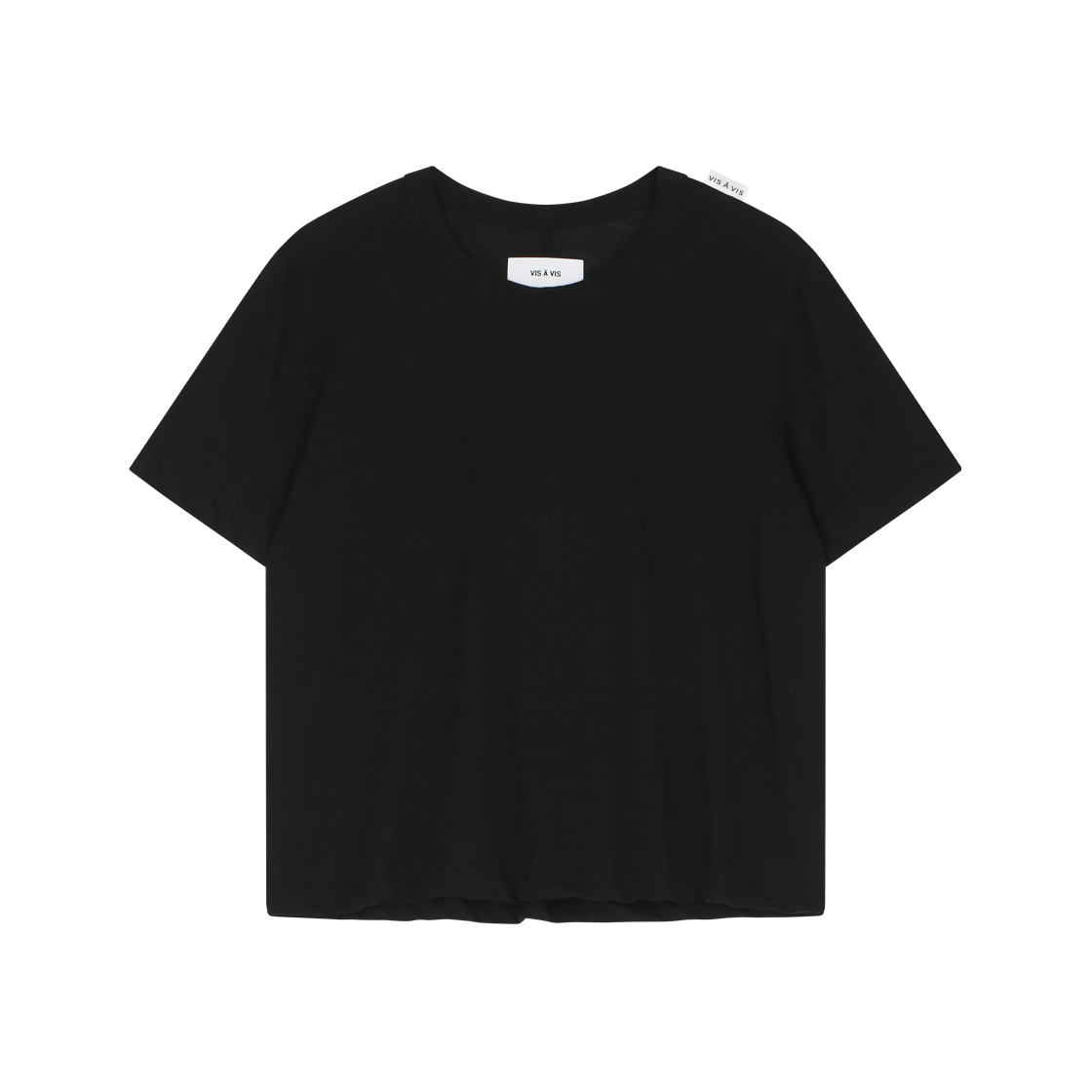 252-2405-01 VIS A VIS Cotton Half Sleeved Center Back Seam Tee Shirt Black