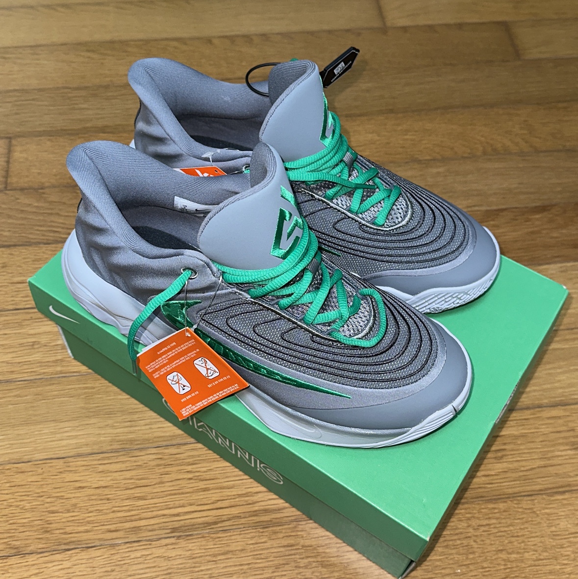 Nike Giannis Immortality 4 EP Smoke Grey Stadium Green 착용 스타일