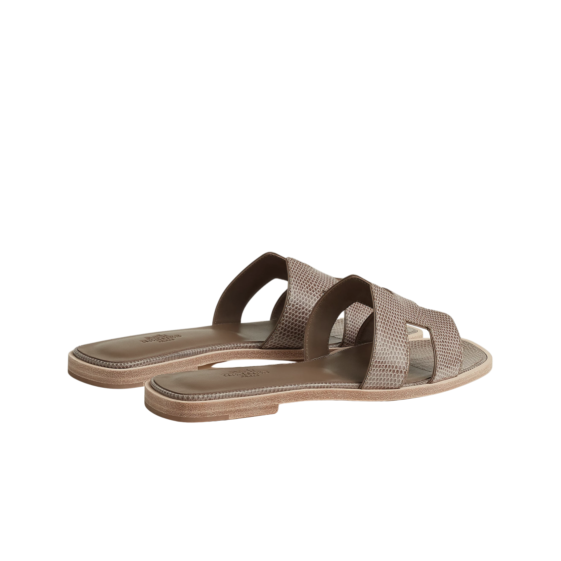 (W) 에르메스 오란 샌들 샤이니 이구아나 리자드 & 에뚜쁘((W) Hermes Oran Sandal Shiny Iguana Lizard & Etoupe) - 3