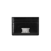 NUMBERING #1050 Cracked Leather Card Holder Black/Silver