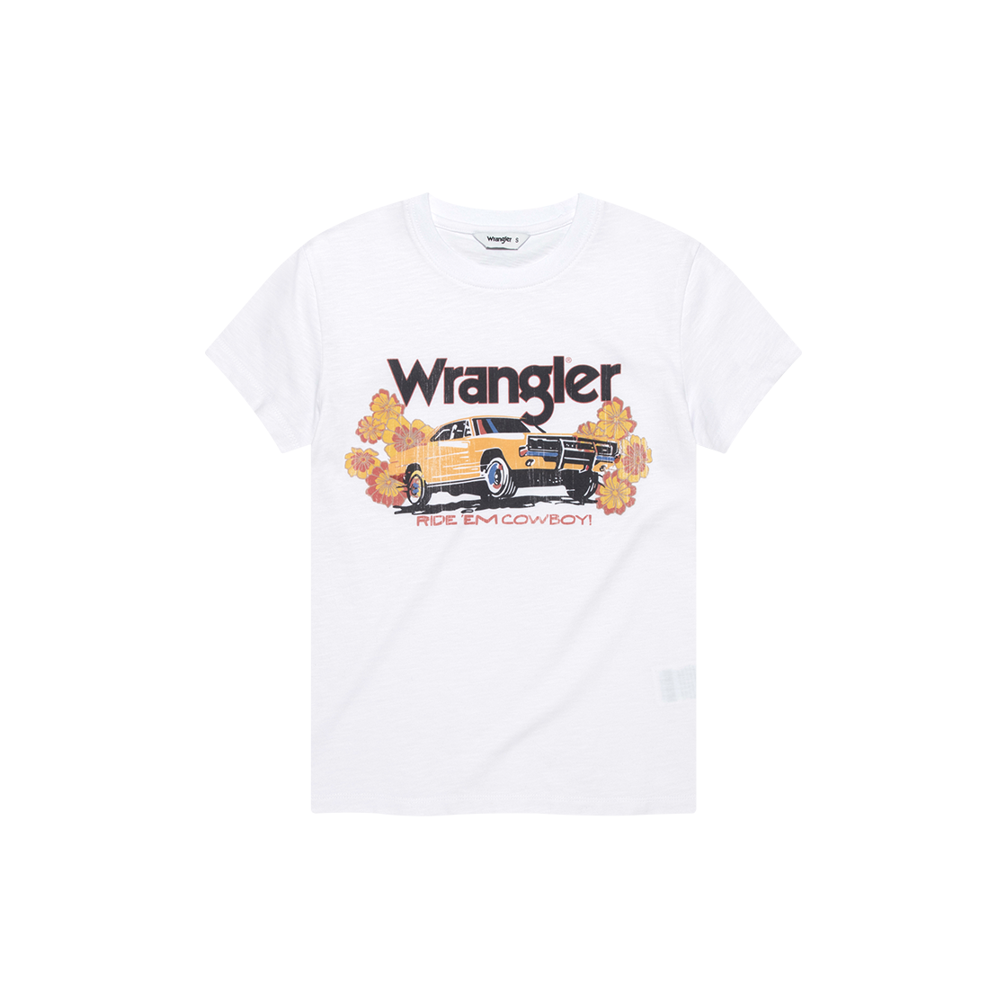 랭글러 (W) 빈티지카 베이비 티셔츠 화이트(Wrangler (W) Vintage Car Baby T-Shirt White)