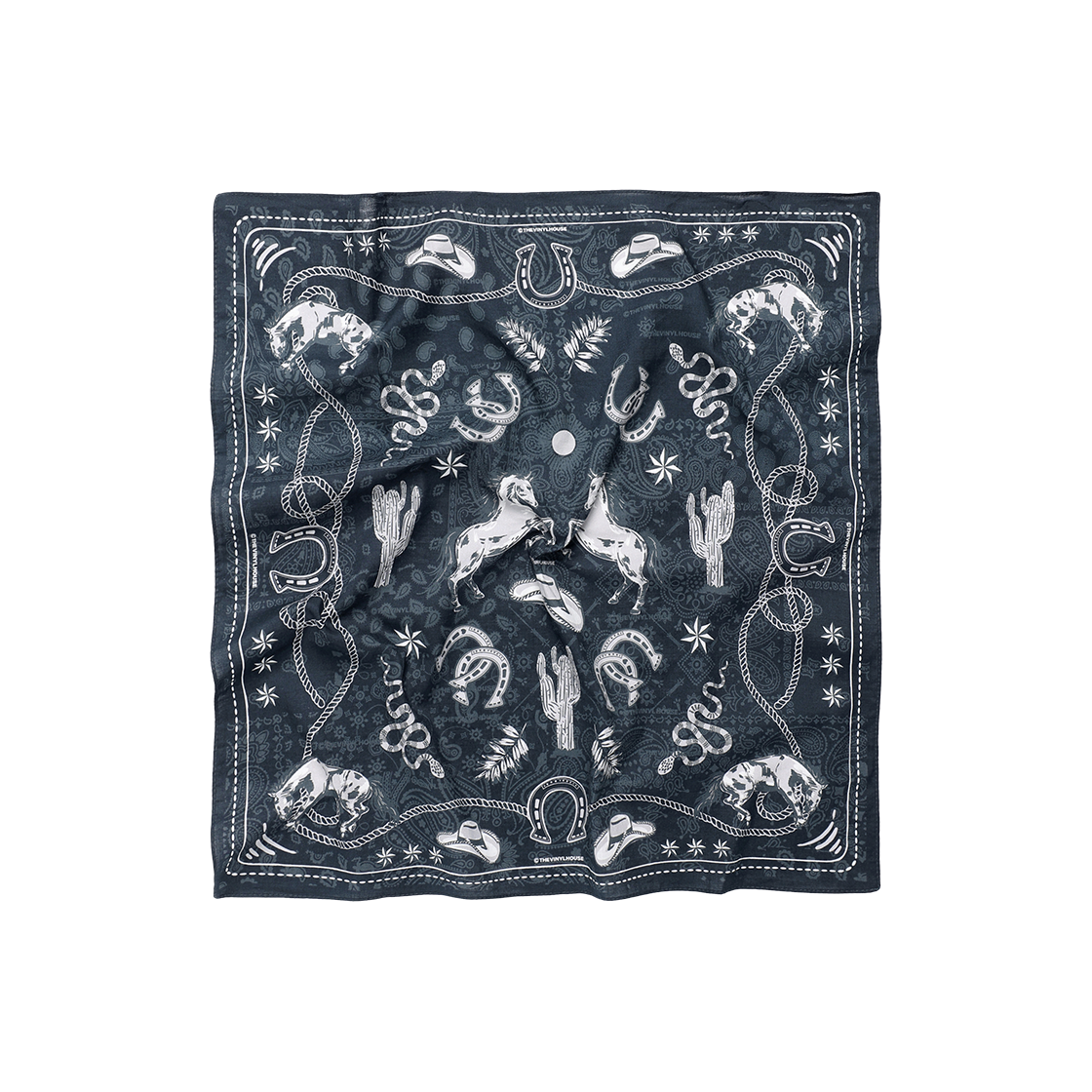VH2FMUAB92ANV Thevinylhouse Tvh Western Pattern Bandana Navy - #2