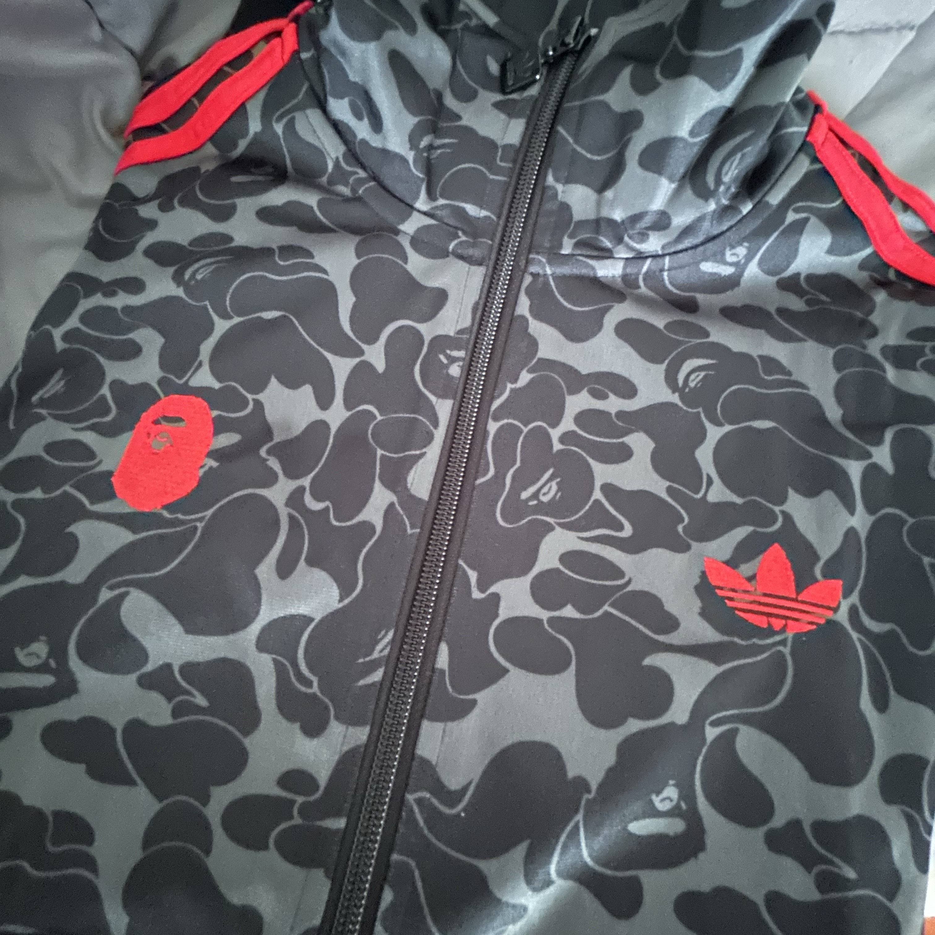 Adidas x BAPE Allover Print Track Top Black - KR Sizing 착용 스타일 - 2