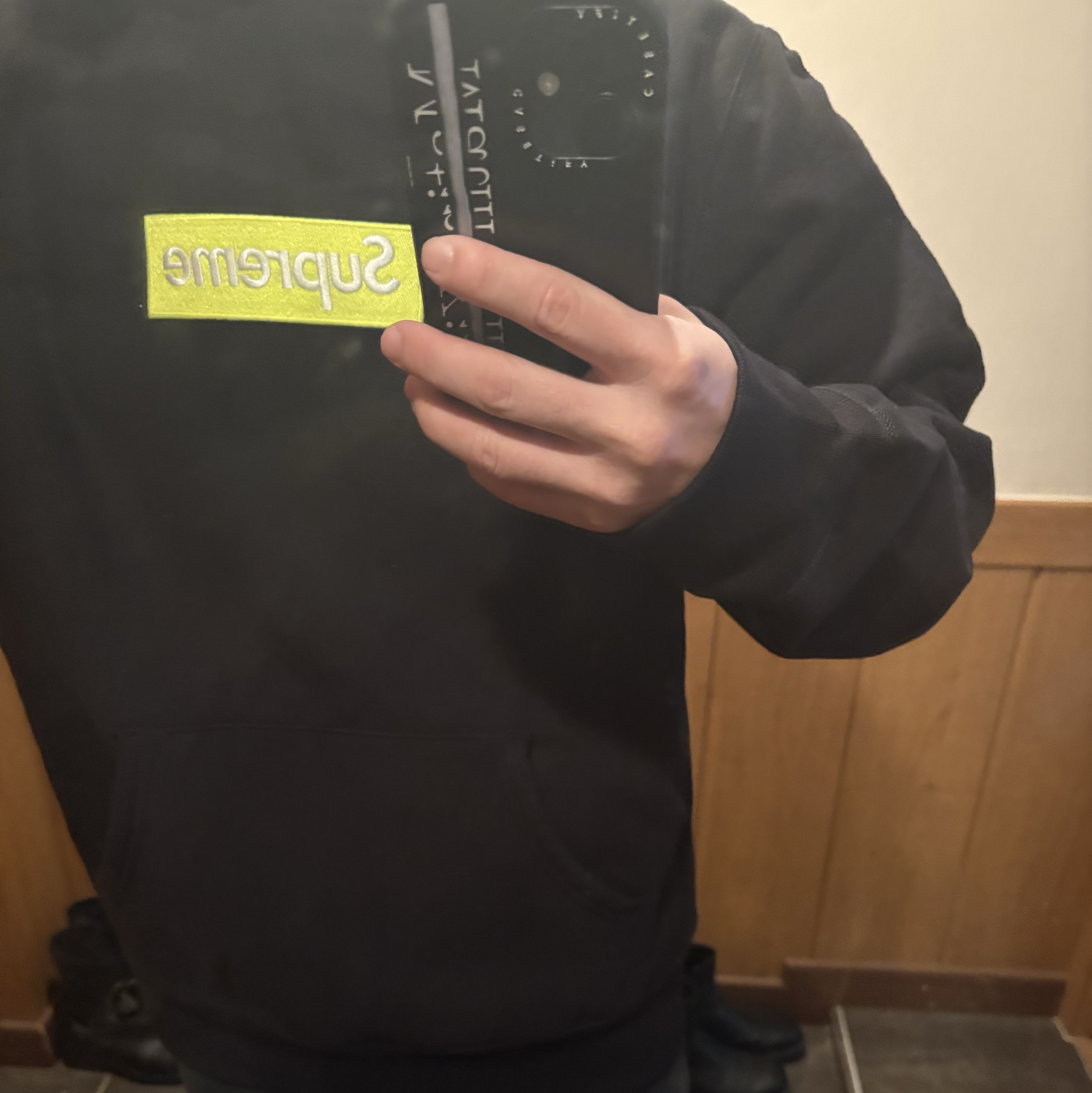 Supreme Box Logo Hooded Sweatshirt Black - 17FW 착용 스타일