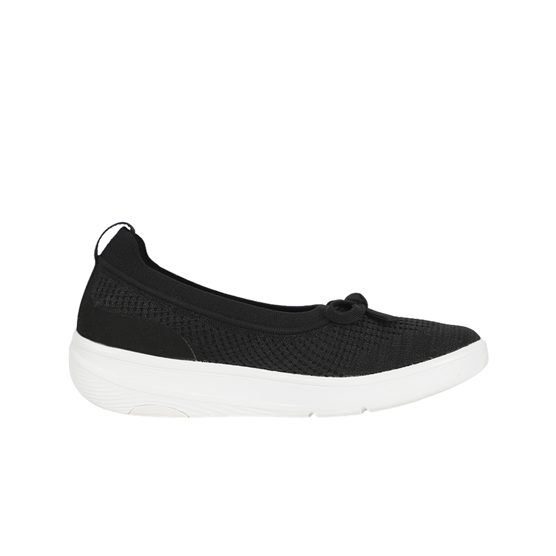 (W) 핏플랍 슈퍼 Q 보우 니트 발레 플랫 블랙((W) FITFLOP Super Q Bow Knit Ballet Flats Black)