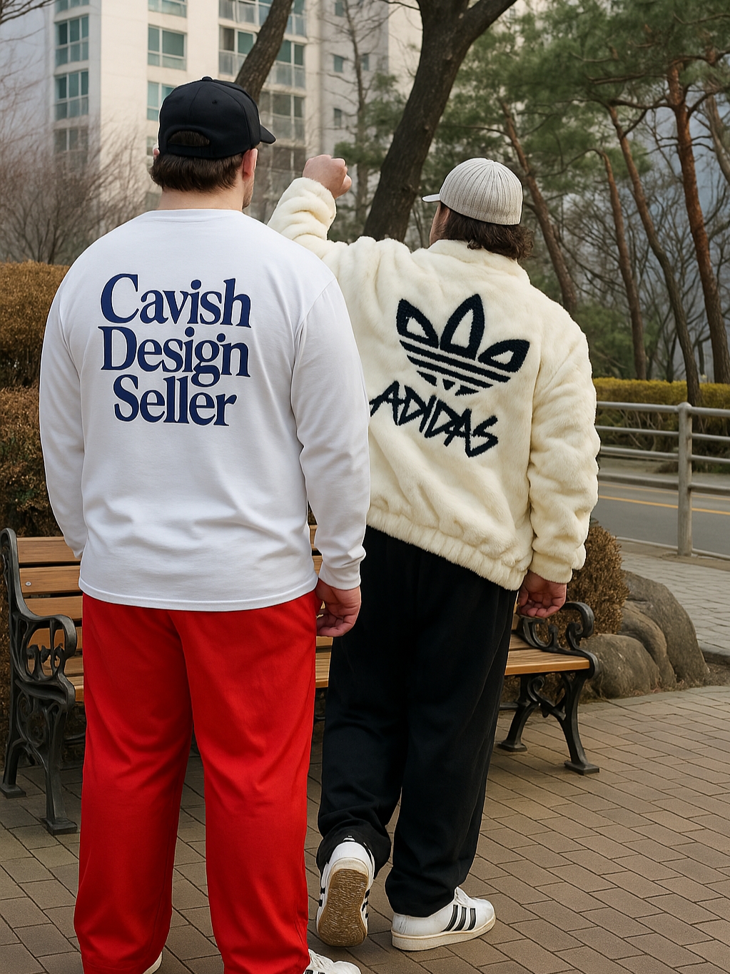 Adidas New Fur Jacket Off White - KR Sizing, Adidas x Taegeukdang Superstar White Black 착용 스타일 - 2