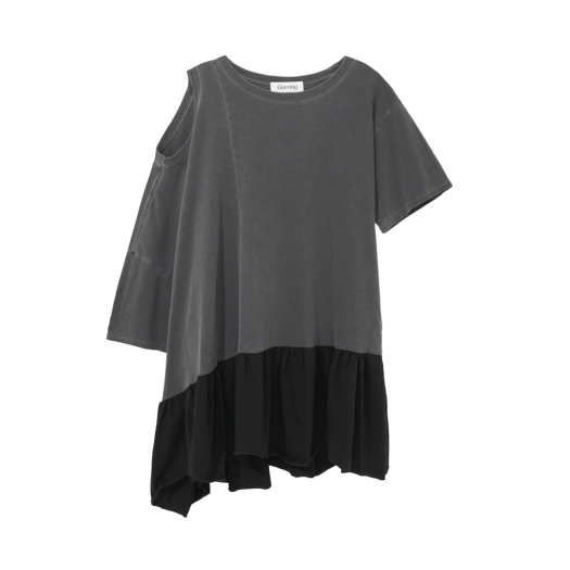 GY51DR001CC Gyeong Open Shoulder Mini Dress Charcoal