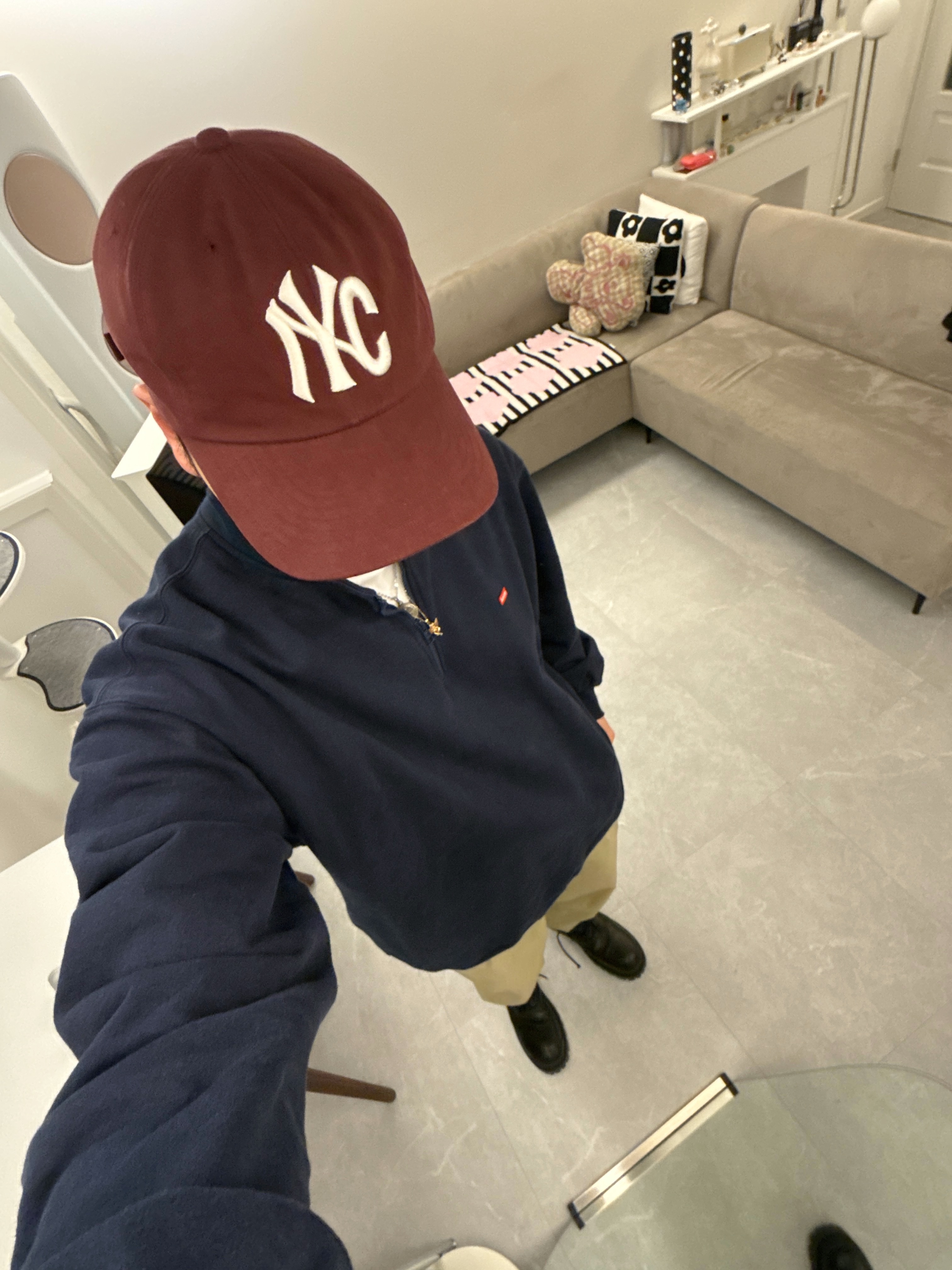 Supreme Small Box Half Zip Pullover Navy - 25SS, Balenciaga Strike 20mm Lace-Up Boot Black 착용 스타일 - 2