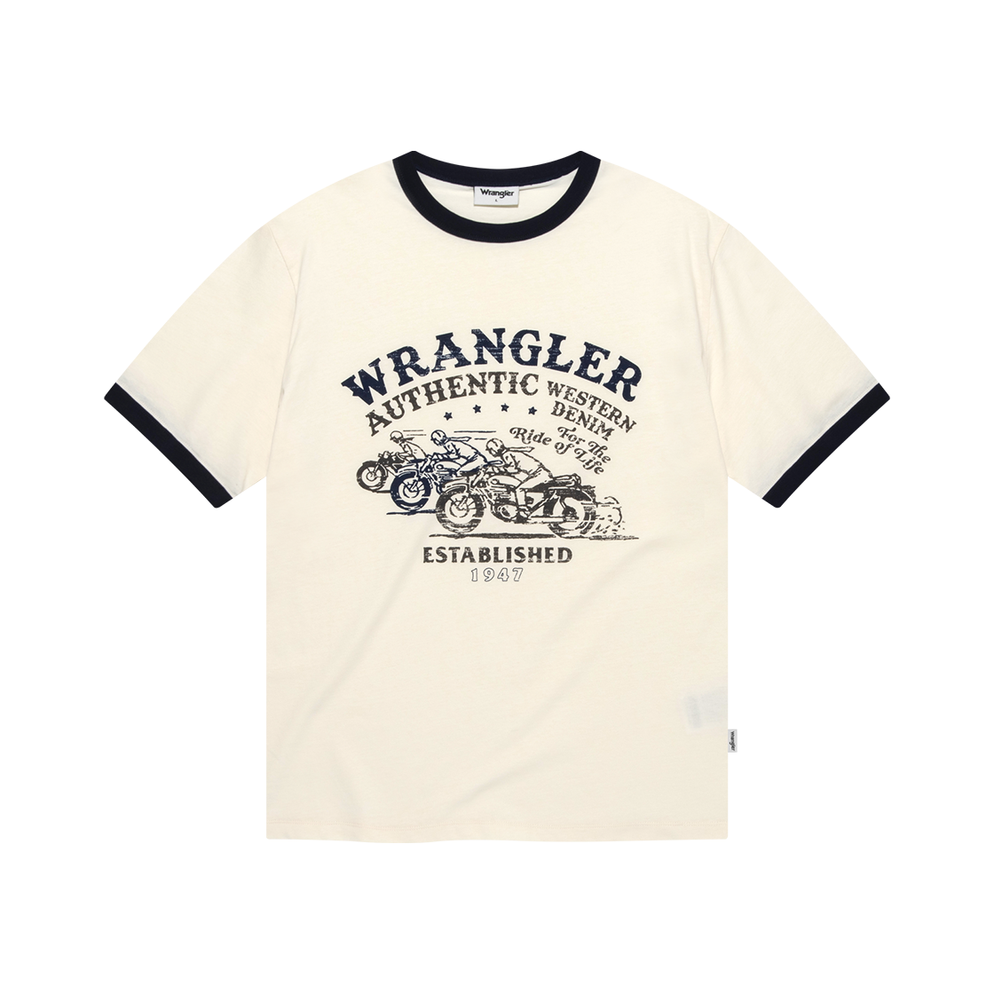 랭글러 모터싸이클 링거 티셔츠 네이비(Wrangler Motorcycle Ringer T-Shirt Navy)