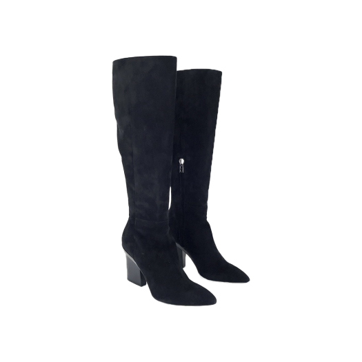 ITUFC34H3ON9 Hermes Velvet Long Boots 37.5 Black