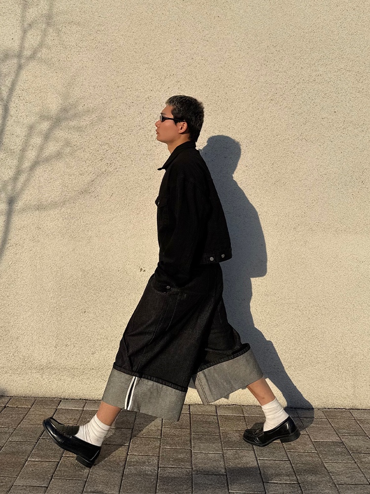 Haruta HS-906 Penny Loafer Black 착용 스타일 - 6