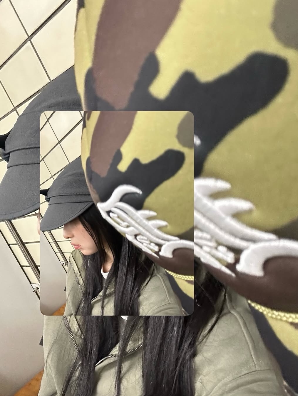 COYSEIO Ribbon Tie Cap Charcoal 착용 스타일 - 2